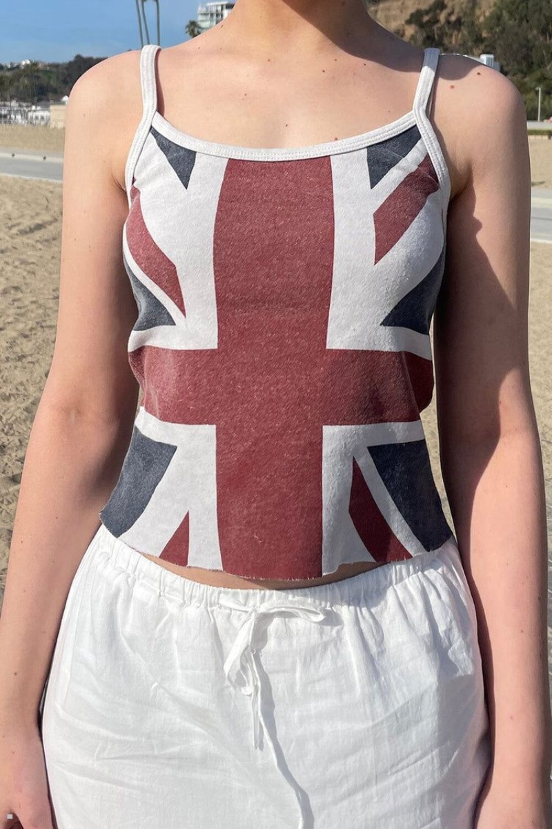 Debardeur Brandy Melville Skylar Union Jack Flag Bleu Rouge | QQK-09699303